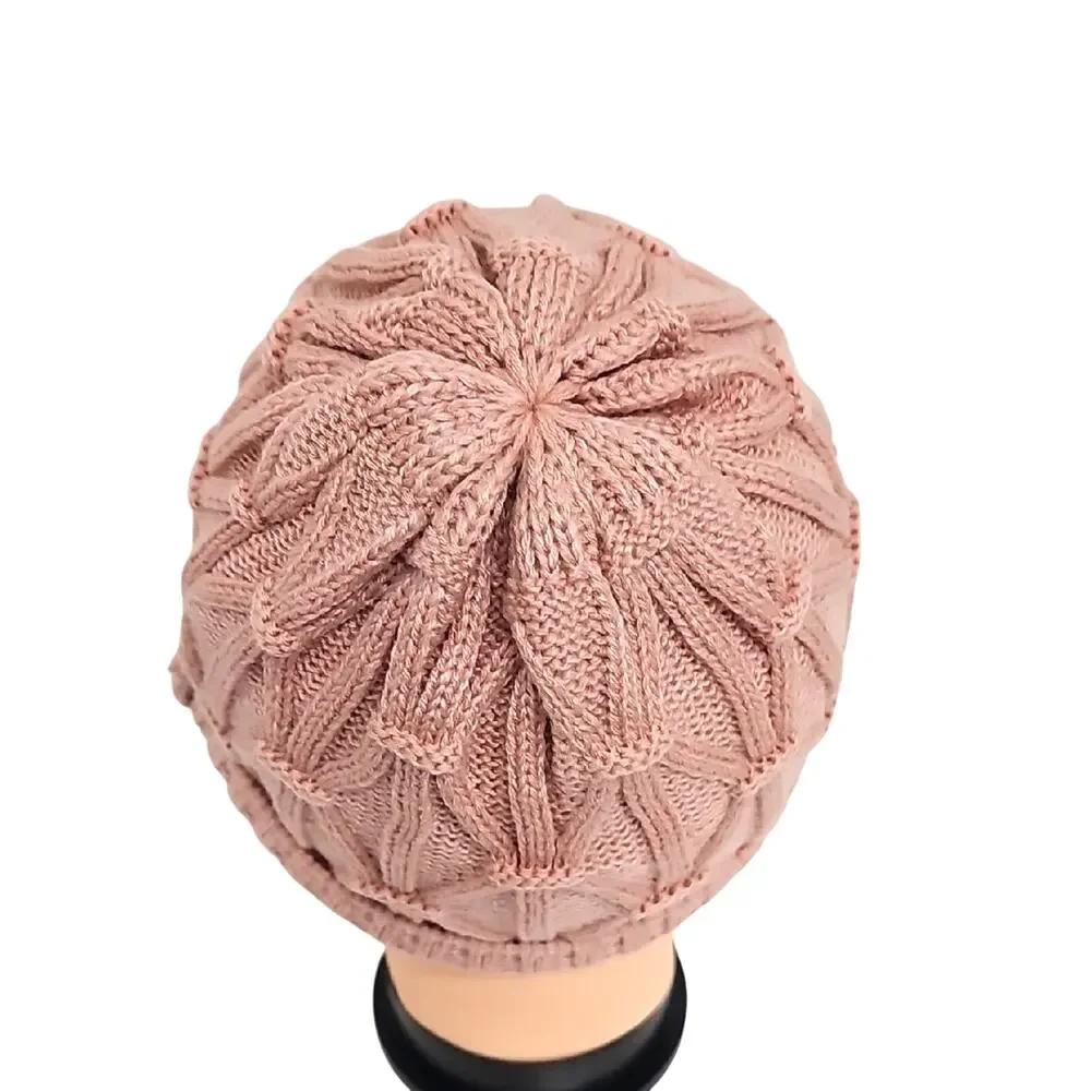 Women's Chic Blush Pink Knit Fall Winter Beanie Hat Skull Cap OSFM